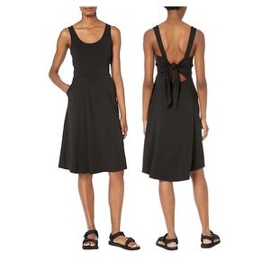 Pact NWT Women's Black Fit & Flare Tie-Back Dress XS